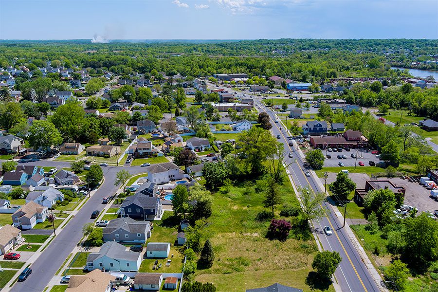 Marlton, NJ - Panoramic View of Small Town Residential Quarters in Sayreville Town, NJ